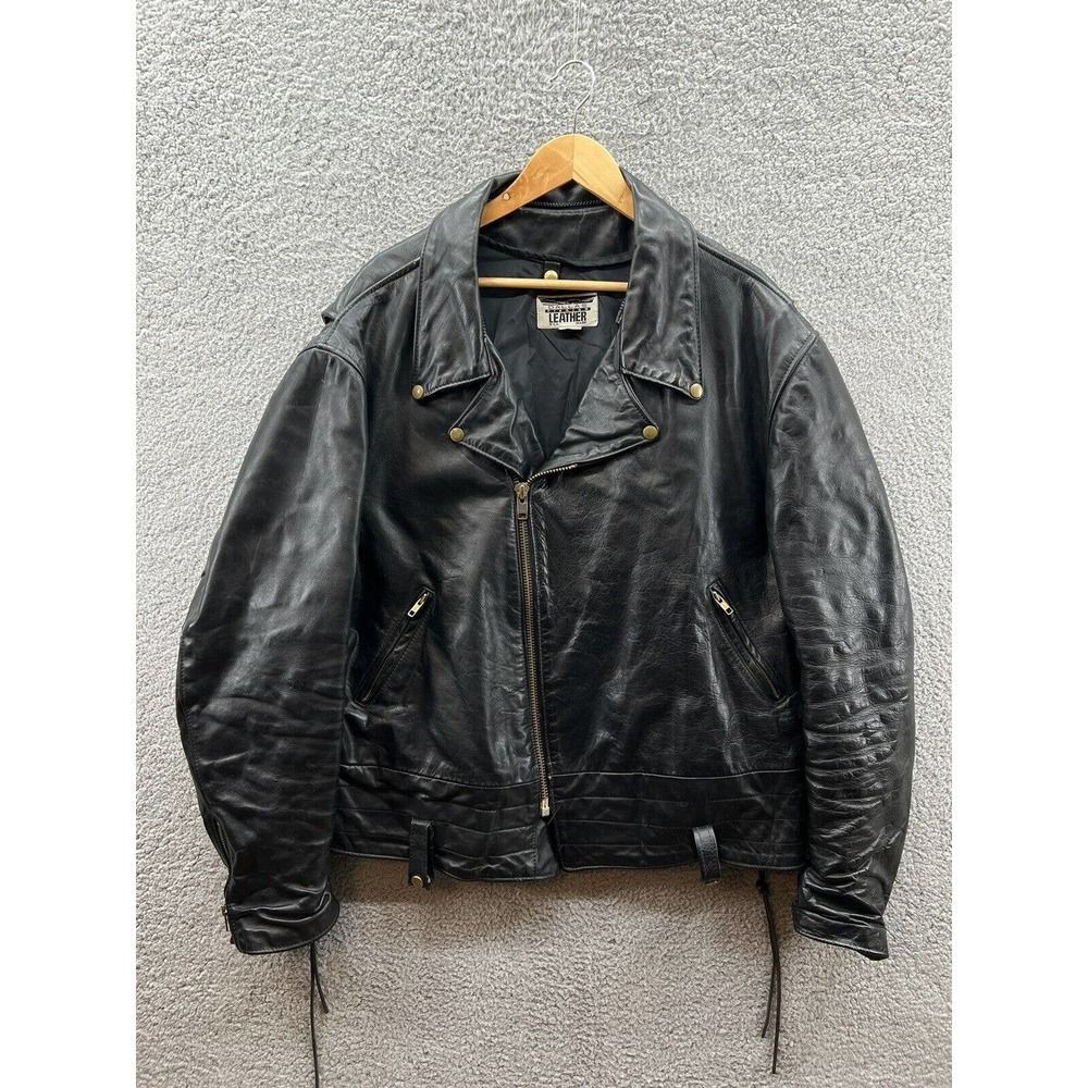 Dallas Premium Leather Motorcycle Jacket Zippered Pockets Men’s Size 52 XL